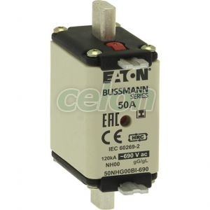 Nh Fuse 50Amp 690V Gg Size 00 50NHG00BI-690-Eaton, Alte Produse, Eaton, Siguranțe fuzibile, Eaton