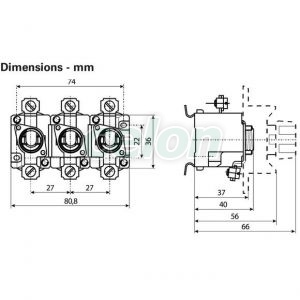 3 Pole Base For Do2 Fuses TFRN02C-A-Eaton, Alte Produse, Eaton, Siguranțe fuzibile, Eaton