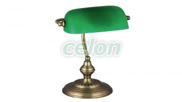 Asztali lámpa 27x33cm bronz/zöld Bank 4038 Rábalux, Világítástechnika, Beltéri világítás, Íróasztali lámpák, Rabalux