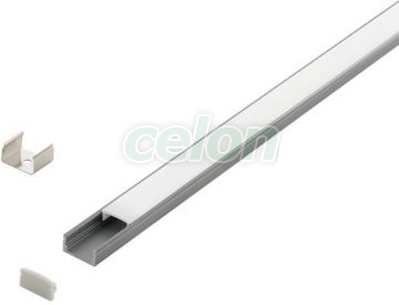 Profil aplicat pentru Led (Cu dispesor) Aluminium, Plastic H:9mm L:2m W:17mm Argint, Corpuri de Iluminat, Benzi cu LED, Profile Led, Eglo