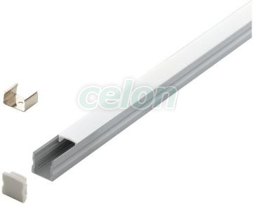Profil aplicat pentru Led (Cu dispesor) Aluminium, Plastic H:16mm L:1m W:17mm Argint, Corpuri de Iluminat, Benzi cu LED, Profile Led, Eglo