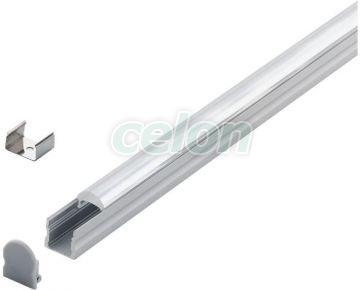 Profil aplicat pentru Led (Cu dispesor) Aluminium, Plastic H:20mm L:1m W:17mm Argint, Corpuri de Iluminat, Benzi cu LED, Profile Led, Eglo