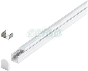 Profil aplicat pentru Led (Cu dispesor) Aluminium, Plastic H:20mm L:1m W:17mm Transparent, Corpuri de Iluminat, Benzi cu LED, Profile Led, Eglo
