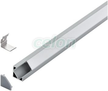 Profil colt intern pentru Led (Cu dispesor) Aluminium, Plastic H:18mm L:1m W:18mm Argint, Corpuri de Iluminat, Benzi cu LED, Profile Led, Eglo