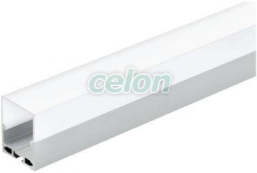 Profil aplicat pentru Led (Cu dispesor) Aluminium, Plastic H:45mm L:2m W:35mm Argint, Corpuri de Iluminat, Benzi cu LED, Profile Led, Eglo