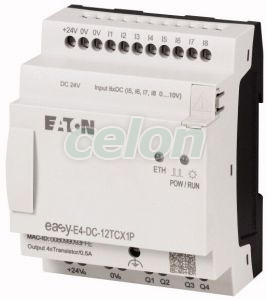 Control relay easyE4, without display, 24V DC, 8 inputs, 4 transistor outputs, plug-in terminals, Alte Produse, Eaton, Automatizări, Eaton