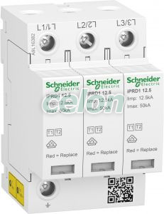 Acti9 Descarcator Iprd1 12.5R 3P 350V - Schneider Electric, Aparataje modulare, Protectie impotriva supratensiunilor, Schneider Electric