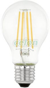 Bec E27 LED EGLO 11886, E27 1X6W 806lm 3000K Lumina calda, Transparent, Surse de Lumina, Surse de lumina Led inteligente, Eglo