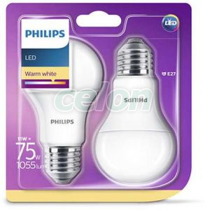 LED bulb A60M FR Set 2x11 75W 2700K 1055lm E27 15.000h, Fényforrások, LED fényforrások és fénycsövek, LED normál izzók, Philips