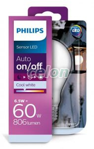 LED A60 FR D2D cu senzor crepuscular 6.5 60W 806lm 4000K E27 25.000h, Fényforrások, LED fényforrások és fénycsövek, LED normál izzók, Philips