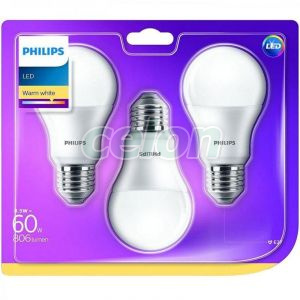 LED bulb A60M FR Set 3x9 60W 2700K 806lm E27 15.000h, Fényforrások, LED fényforrások és fénycsövek, LED normál izzók, Philips