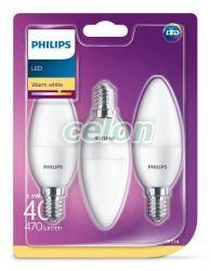 LED candle B35 FR Set 3x5.5 40W 2700K 470lm E14 15.000h, Surse de Lumina, Lampi si tuburi cu LED, Becuri LED forma lumanare, Philips