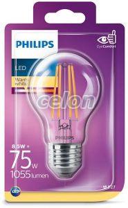 LED Classic Filament A60 CL 8.5 75W 2700K 1055lm E27 15.000h, Fényforrások, LED fényforrások és fénycsövek, LED normál izzók, Philips