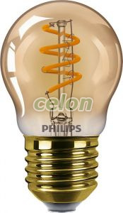 LED Classic Filament P45 Gold 3.5 15W 2000K 136lm E27 15.000h, Surse de Lumina, Lampi LED Vintage Edison, Philips