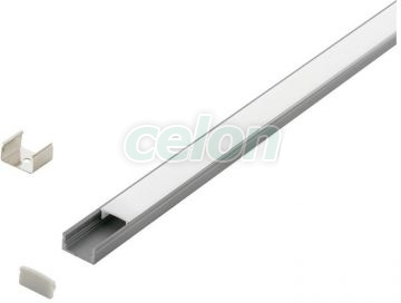 Profil aplicat pentru Led (Cu dispesor) Aluminium, Plastic H:9mm L:1m W:17mm Argint, Corpuri de Iluminat, Benzi cu LED, Profile Led, Eglo