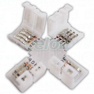 Conector rapid pentru bandaLED RGB in forma de "X" W=10 mm, 4P, Alte Produse, Tracon Electric, Surse de lumina, Tracon Electric