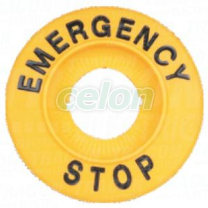 Plăcuţă EMERGENCY STOP d=60mm, h=8mm, ABS, Alte Produse, Tracon Electric, Automatizari industriale, Tracon Electric
