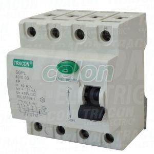 Bloc cu protecţie diferenţială, 4 poli 25A, 30mA, 4,5 kA, 4P, Alte Produse, Tracon Electric, Aparataje, Tracon Electric