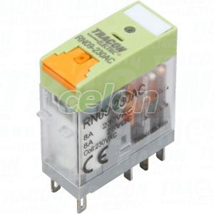 Releu print cu buton de test și indicator de stare 230V AC / 2×CO (8A, 230V AC / 30V DC), Alte Produse, Tracon Electric, Relee, Tracon Electric