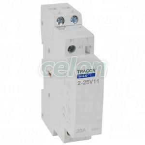 Installációs kontaktor 230V AC, 50Hz, 1 Mod, 1×NO+1×NC, AC1/AC7a 25A, Egyéb termékek, Tracon Electric, Hálózati installáció, Tracon Electric