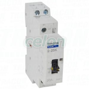 Contactor modular 230V AC, 50Hz, 1 Mod, 2×NO, AC1/AC7a, 25A, Alte Produse, Tracon Electric, Aparataje, Tracon Electric