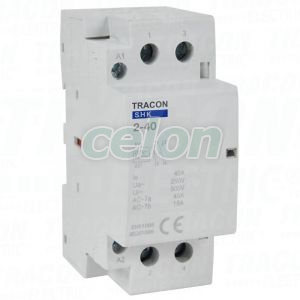 Installációs kontaktor 230V AC, 50Hz, 2 Mod, 2×NO, AC1/AC7a, 40A, Egyéb termékek, Tracon Electric, Hálózati installáció, Tracon Electric