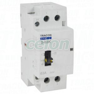 Contactor modular 230V AC, 50Hz, 2 Mod, 2×NO, AC1/AC7a, 63A, Alte Produse, Tracon Electric, Aparataje, Tracon Electric