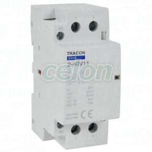 Installációs kontaktor 230V AC, 50Hz, 2 Mod, 1×NO+1×NC, AC1/AC7a, 40A, Egyéb termékek, Tracon Electric, Hálózati installáció, Tracon Electric