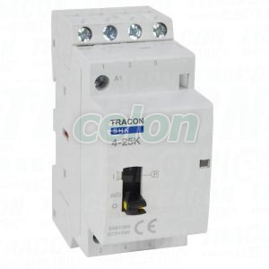 Installációs kontaktor 230V AC, 50Hz, 2 Mod, 4×NO, AC1/AC7a, 25A, Egyéb termékek, Tracon Electric, Hálózati installáció, Tracon Electric