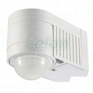 Mozgásérzékelő, fali, sarokelemmel, fehér 230V, 50 Hz, 360°, 1-12 m, 10 s-15 min, 3-2000lux, IP44, Egyéb termékek, Tracon Electric, Világító- és lámpatestek, Tracon Electric