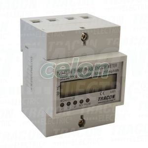 LCD kijelzésű fogyasztásmérő, közvetlen,3 fázisú,4 modul 400V / 10 (100)A Pd=3W, Egyéb termékek, Tracon Electric, Mérőműszer, Tracon Electric