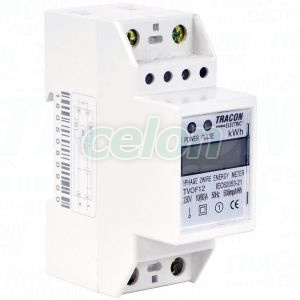 LCD kijelzésű fogyasztásmérő, közvetlen, 1 fázisú, 2 modul 230VAC / 10(60)A, Egyéb termékek, Tracon Electric, Mérőműszer, Tracon Electric