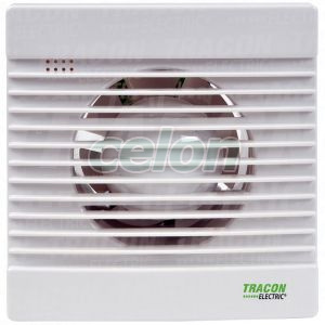 Fürdőszoba ventilátor, golyóscsapágy+időzítő+v.zsalu 230 VAC, 15W, 80 m3/h, 33 dB,100 mm, Egyéb termékek, Tracon Electric, Hálózati installáció, Tracon Electric