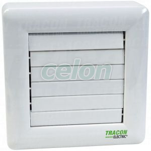 Ventilator de baie cu jaluzele aut., rulment, temporizator 230 VAC, 15W, 80 m3/h, 33 dB,100 mm, Alte Produse, Tracon Electric, Aparataje, Tracon Electric