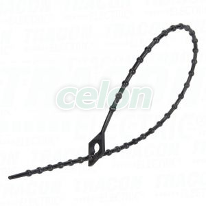 Gyöngyös nyitható kábelkötegelő, fekete 100×1,2mm, D=3-25mm, PA6.6, Egyéb termékek, Tracon Electric, Rögzítéstechnika, Tracon Electric