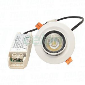 Beépíthető álmennyezeti LED lámpatest, forgatható 200-240VAC, 10 W, 800 lm, 4000 K, IP40, EEI=G, Egyéb termékek, Tracon Electric, Világító- és lámpatestek, Tracon Electric
