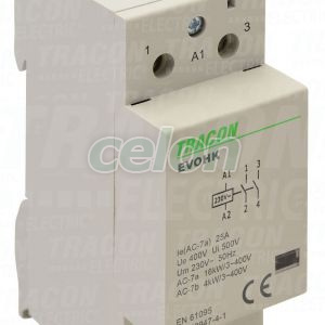 Contactor modular deinstalaţii 230V, 50Hz, 2 Mod, 2×NO, AC1/AC7a, 40A,, Alte Produse, Tracon Electric, Aparataje, Tracon Electric