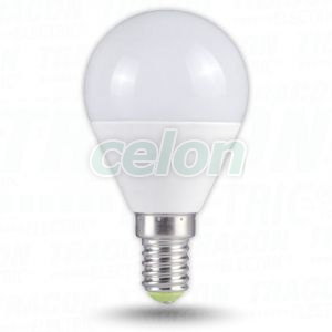 Gömb búrájú LED fényforrás 230VAC, 5 W, 2700 K, E14, 370 lm, 250°, EEI=G, Egyéb termékek, Tracon Electric, LED fényforrás, Tracon Electric