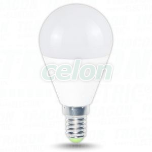 Gömb burájú LED fényforrás 230 V, 50 Hz, E14, 8 W, 570 lm, 4000 K, EEI=F, Egyéb termékek, Tracon Electric, LED fényforrás, Tracon Electric