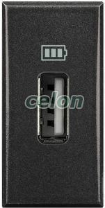 Priza incarcator USB, 1,1A, 1m, antracit, Alte Produse, Bticino, AXOLUTE, Bticino
