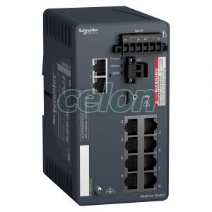 Modicon switch, TCP/IP, menedzselhető, 8TX/1FX, multimódosú, Egyéb termékek, Schneider Electric, Egyéb termékek, Schneider Electric