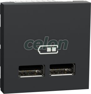 UNICA USB töltő  1A aljzat 2 modulos Antracit, Kapcsolók - Konnektorok, Unica kapcsolócsalád - Schneider Electric, Unica Szerelvények, Unica Szerelvények - Antracit, Schneider Electric