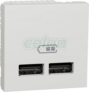 UNICA Priza incarcare USB 1A 2 module Alb, Prize - Intrerupatoare, Gama Unica - Schneider Electric, Unica mecanisme, Unica Mecanisme - Alb, Schneider Electric