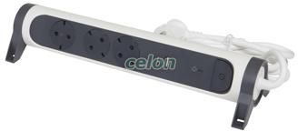 Bloc Multipriza Mobil Premium Rotativ 3x2P+T SPD-Supratensiune USB A+C si intrerupator 1,5m alb-negru, Alte Produse, Legrand, Alte produse, Legrand