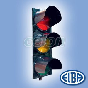 Közlekedési jelzőlámpa 3S1TL LED piros/sárga/zöld, polikarbonát test, ellenző nélkül d=300mm IP56 Elba, Világítástechnika, Közlekedési lámpák, Elba