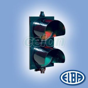 Közlekedési jelzőlámpa 2S2TL LED piros/zöld, polikarbonát test, ellenzővel d=200mm IP56 Elba, Világítástechnika, Közlekedési lámpák, Elba