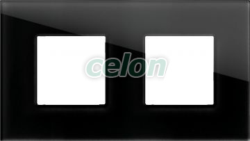 EDGE 2x2 modulos keret Üveg Fekete, Kapcsolók - Konnektorok, Modul kapcsolócsalád - Tem, Edge Modul szerelvények, Tem