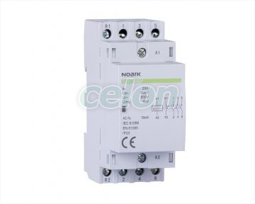 Contactor de instalare, 25 A, cont. 220/230 V, 2 NC + 2 NO contact, Aparataje modulare, Contactoare pe sina, Noark