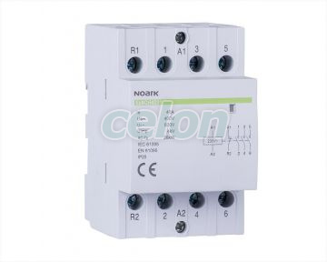 Contactor de instalare, 40 A, cont. 220/230 V, 4 NO contact, Aparataje modulare, Contactoare pe sina, Noark