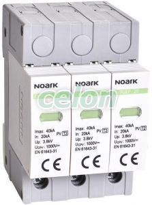 Descarcator SPD Ex9UEP, Clasa 2, 1200 V DC, latime 3 module, pentru sisteme fotovoltaice fara impamantare, Alte Produse, Noark, Noark